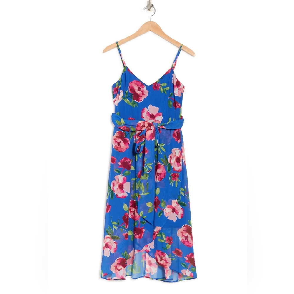 VINCE CAMUTO Chiffon Spaghetti Strap Floral Print Dress